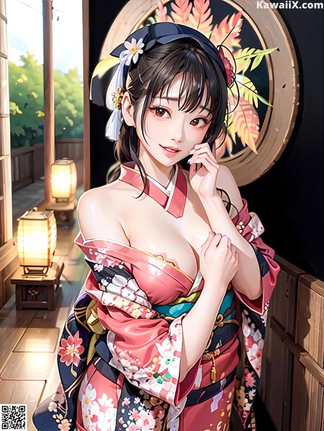 A woman in a kimono is posing for a picture.