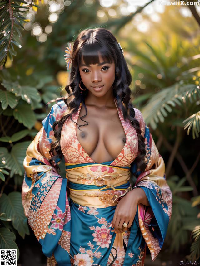 A woman in a kimono posing for a picture.